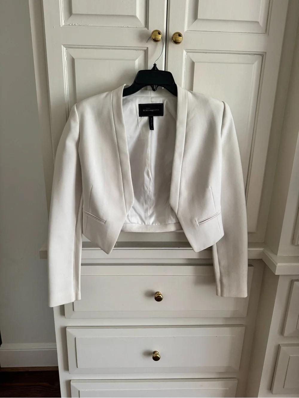 BCBGMaxAzria White Cropped Open-Front Blazer - Picture 1 of 7